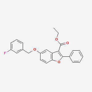 molecular formula C24H19FO4 B12044449 Ethyl 5-((3-fluorobenzyl)oxy)-2-phenyl-1-benzofuran-3-carboxylate 