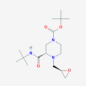 molecular formula C17H31N3O4 B120445 [R-(R*,S*)]-3-tert-Butylcarbamoyl-4-oxiranylmethyl-piperazine-1-carboxylic acid tert-butyl ester CAS No. 158380-45-1