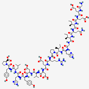 (2S)-1-[(2S)-2-[[(2S)-2-[[(2S)-2-[[(2S)-2-[[(2S)-2-[[(2S)-2-[[(2S)-2-[[(2S)-2-[[(2S)-2-[[(2S)-1-[(2S,3S)-2-[[(2S)-2-[[2-[[(2S,3S)-2-[[(2S)-5-amino-2-[[(2S,3S)-2-[[(2S)-2-[[(2S)-2-[(2-aminoacetyl)amino]-4-carboxybutanoyl]amino]-4-carboxybutanoyl]amino]-3-methylpentanoyl]amino]-5-oxopentanoyl]amino]-3-methylpentanoyl]amino]acetyl]amino]-3-(1H-imidazol-4-yl)propanoyl]amino]-3-methylpentanoyl]pyrrolidine-2-carbonyl]amino]-5-carbamimidamidopentanoyl]amino]-4-carboxybutanoyl]amino]-3-carboxypropanoyl]amino]-3-methylbutanoyl]amino]-3-carboxypropanoyl]amino]-3-(4-hydroxyphenyl)propanoyl]amino]-3-(1H-imidazol-4-yl)propanoyl]amino]-4-methylpentanoyl]amino]-3-(4-hydroxyphenyl)propanoyl]pyrrolidine-2-carboxylic acid