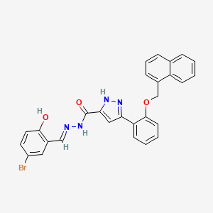 molecular formula C28H21BrN4O3 B12044560 N'-[(E)-(5-bromo-2-hydroxyphenyl)methylidene]-3-[2-(1-naphthylmethoxy)phenyl]-1H-pyrazole-5-carbohydrazide 