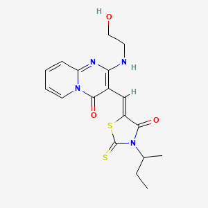 molecular formula C18H20N4O3S2 B12044598 3-[(Z)-(3-Sec-butyl-4-oxo-2-thioxo-1,3-thiazolidin-5-ylidene)methyl]-2-[(2-hydroxyethyl)amino]-4H-pyrido[1,2-A]pyrimidin-4-one 