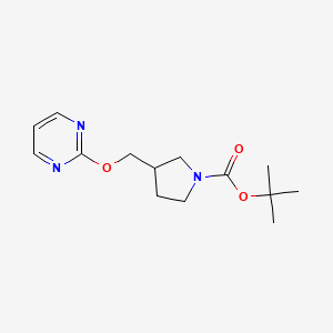 molecular formula C14H21N3O3 B12044643 tert-Butyl 3-((pyrimidin-2-yloxy)methyl)pyrrolidine-1-carboxylate 