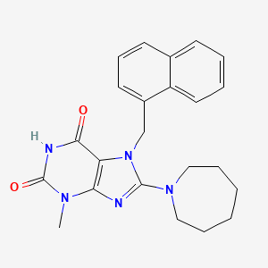 molecular formula C23H25N5O2 B12044652 8-(Azepan-1-yl)-3-methyl-7-(naphthalen-1-ylmethyl)-1H-purine-2,6(3H,7H)-dione CAS No. 476480-09-8