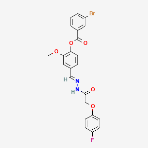 molecular formula C23H18BrFN2O5 B12044670 4-(2-((4-Fluorophenoxy)acetyl)carbohydrazonoyl)-2-methoxyphenyl 3-bromobenzoate CAS No. 477729-91-2