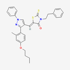 (5Z)-5-{[3-(4-butoxy-2-methylphenyl)-1-phenyl-1H-pyrazol-4-yl]methylene}-3-(2-phenylethyl)-2-thioxo-1,3-thiazolidin-4-one