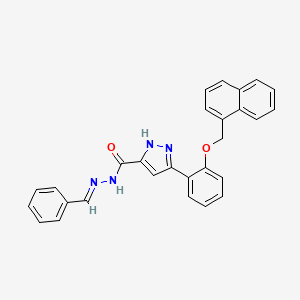 molecular formula C28H22N4O2 B12044737 3-[2-(1-naphthylmethoxy)phenyl]-N'-[(E)-phenylmethylidene]-1H-pyrazole-5-carbohydrazide 