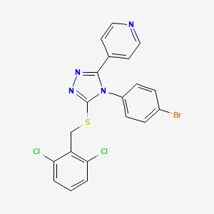 molecular formula C20H13BrCl2N4S B12044774 4-{4-(4-bromophenyl)-5-[(2,6-dichlorobenzyl)sulfanyl]-4H-1,2,4-triazol-3-yl}pyridine CAS No. 477330-42-0