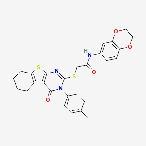 N-(2,3-dihydro-1,4-benzodioxin-6-yl)-2-{[3-(4-methylphenyl)-4-oxo-3,4,5,6,7,8-hexahydro[1]benzothieno[2,3-d]pyrimidin-2-yl]sulfanyl}acetamide