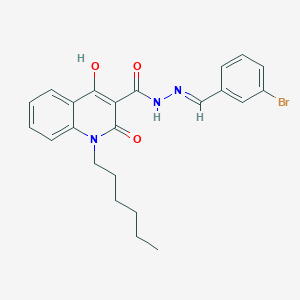 N'-[(E)-(3-bromophenyl)methylidene]-1-hexyl-2-hydroxy-4-oxo-1,4-dihydroquinoline-3-carbohydrazide