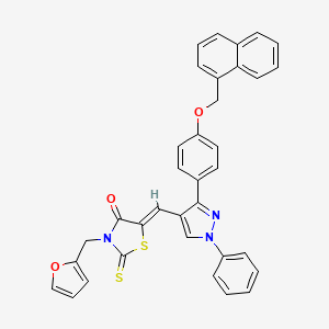 molecular formula C35H25N3O3S2 B12044847 (5Z)-3-(2-furylmethyl)-5-({3-[4-(1-naphthylmethoxy)phenyl]-1-phenyl-1H-pyrazol-4-yl}methylene)-2-thioxo-1,3-thiazolidin-4-one 