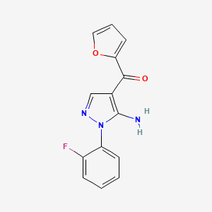 molecular formula C14H10FN3O2 B12044909 (5-Amino-1-(2-fluorophenyl)-1H-pyrazol-4-YL)(furan-2-YL)methanone CAS No. 618091-88-6