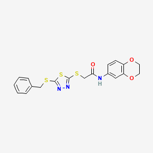 2-{[5-(benzylsulfanyl)-1,3,4-thiadiazol-2-yl]sulfanyl}-N-(2,3-dihydro-1,4-benzodioxin-6-yl)acetamide