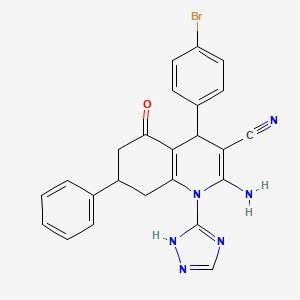 molecular formula C24H19BrN6O B12044960 2-Amino-4-(4-bromophenyl)-5-oxo-7-phenyl-1-(1H-1,2,4-triazol-5-YL)-1,4,5,6,7,8-hexahydro-3-quinolinecarbonitrile CAS No. 442522-89-6