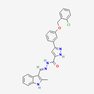 molecular formula C27H22ClN5O2 B12044965 3-{3-[(2-chlorobenzyl)oxy]phenyl}-N'-[(E)-(2-methyl-1H-indol-3-yl)methylidene]-1H-pyrazole-5-carbohydrazide 