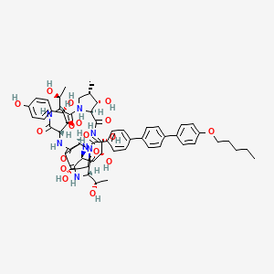 molecular formula C58H73N7O17 B1204504 N-[(3S,6S,9S,11R,15S,18S,20R,21R,24S,25S,26S)-6-[(1S,2S)-1,2-二羟基-2-(4-羟基苯基)乙基]-11,20,21,25-四羟基-3,15-双[(1S)-1-羟乙基]-26-甲基-2,5,8,14,17,23-六氧代-1,4,7,13,16,22-六氮杂三环[22.3.0.09,13]七二十七烷-18-基]-4-[4-(4-戊氧基苯基)苯基]苯甲酰胺 
