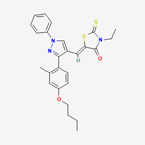 molecular formula C26H27N3O2S2 B12045041 (5Z)-5-{[3-(4-butoxy-2-methylphenyl)-1-phenyl-1H-pyrazol-4-yl]methylene}-3-ethyl-2-thioxo-1,3-thiazolidin-4-one 