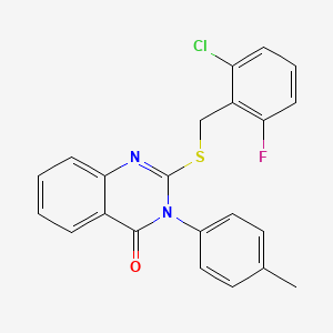 molecular formula C22H16ClFN2OS B12045076 2-((2-Chloro-6-fluorobenzyl)thio)-3-(4-methylphenyl)-4(3H)-quinazolinone CAS No. 476486-15-4