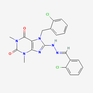 molecular formula C21H18Cl2N6O2 B12045121 2-Chlorobenzaldehyde [7-(2-chlorobenzyl)-1,3-dimethyl-2,6-dioxo-2,3,6,7-tetrahydro-1H-purin-8-YL]hydrazone 