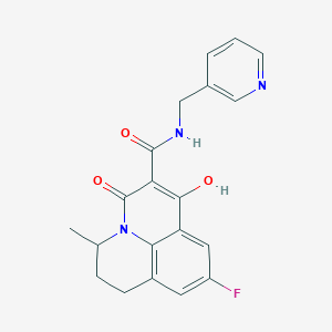 molecular formula C20H18FN3O3 B12045162 9-fluoro-7-hydroxy-3-methyl-5-oxo-N-(3-pyridinylmethyl)-2,3-dihydro-1H,5H-pyrido[3,2,1-ij]quinoline-6-carboxamide 