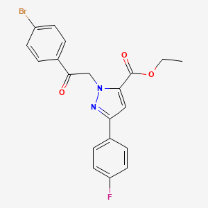 molecular formula C20H16BrFN2O3 B12045262 ethyl 2-[2-(4-bromophenyl)-2-oxoethyl]-5-(4-fluorophenyl)pyrazole-3-carboxylate CAS No. 618070-37-4