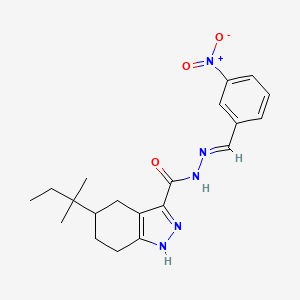 molecular formula C20H25N5O3 B12045274 N'-[(E)-(3-Nitrophenyl)methylidene]-5-tert-pentyl-4,5,6,7-tetrahydro-1H-indazole-3-carbohydrazide 