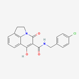 molecular formula C19H15ClN2O3 B12045282 N-(4-Chlorobenzyl)-6-hydroxy-4-oxo-1,2-dihydro-4H-pyrrolo[3,2,1-IJ]quinoline-5-carboxamide 