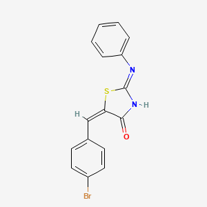 molecular formula C16H11BrN2OS B12045297 (2E,5E)-5-(4-bromobenzylidene)-2-(phenylimino)-1,3-thiazolidin-4-one 