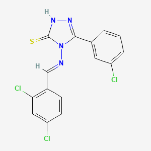 molecular formula C15H9Cl3N4S B12045310 5-(3-Chlorophenyl)-4-((2,4-dichlorobenzylidene)amino)-4H-1,2,4-triazole-3-thiol CAS No. 478255-08-2