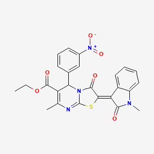 ethyl (2Z)-7-methyl-2-(1-methyl-2-oxo-1,2-dihydro-3H-indol-3-ylidene)-5-(3-nitrophenyl)-3-oxo-2,3-dihydro-5H-[1,3]thiazolo[3,2-a]pyrimidine-6-carboxylate