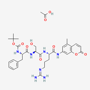 acetic acid;tert-butyl N-[(2S)-1-[[(2S)-1-[[(2S)-5-(diaminomethylideneamino)-1-[(5-methyl-2-oxochromen-7-yl)amino]-1-oxopentan-2-yl]amino]-3-hydroxy-1-oxopropan-2-yl]amino]-1-oxo-3-phenylpropan-2-yl]carbamate