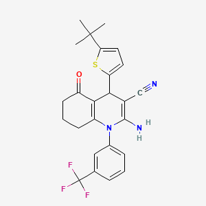 2-Amino-4-(5-(tert-butyl)thiophen-2-yl)-5-oxo-1-(3-(trifluoromethyl)phenyl)-1,4,5,6,7,8-hexahydroquinoline-3-carbonitrile