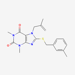 molecular formula C19H22N4O2S B12045523 1,3-Dimethyl-8-[(3-methylbenzyl)sulfanyl]-7-(2-methyl-2-propenyl)-3,7-dihydro-1H-purine-2,6-dione 