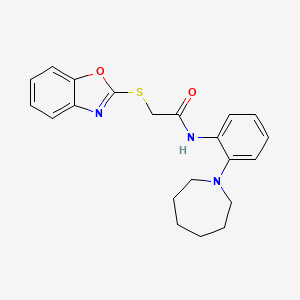 molecular formula C21H23N3O2S B1204555 N-[2-(1-氮杂环戊基)苯基]-2-(1,3-苯并恶唑-2-硫基)乙酰胺 