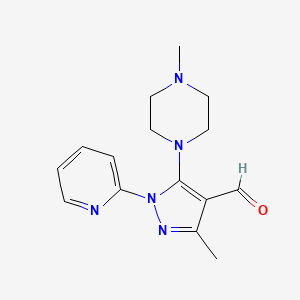 molecular formula C15H19N5O B12045553 3-Methyl-5-(4-methyl-1-piperazinyl)-1-(2-pyridinyl)-1H-pyrazole-4-carboxaldehyde CAS No. 713496-52-7