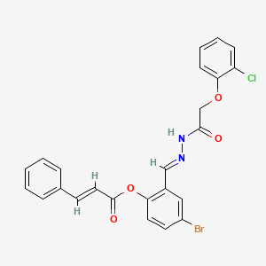 molecular formula C24H18BrClN2O4 B12045558 4-Bromo-2-(2-((2-chlorophenoxy)acetyl)carbohydrazonoyl)phenyl 3-phenylacrylate CAS No. 477734-98-8