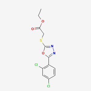 molecular formula C12H10Cl2N2O3S B1204558 2-[[5-(2,4-Dichlorophenyl)-1,3,4-oxadiazol-2-yl]thio]acetic acid ethyl ester 