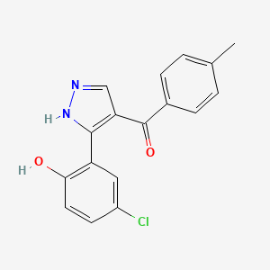 molecular formula C17H13ClN2O2 B1204561 4-Chloro-6-[4-[(4-methylphenyl)-oxomethyl]-1,2-dihydropyrazol-3-ylidene]-1-cyclohexa-2,4-dienone 