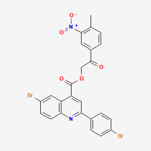 molecular formula C25H16Br2N2O5 B12045743 2-(4-Methyl-3-nitrophenyl)-2-oxoethyl 6-bromo-2-(4-bromophenyl)quinoline-4-carboxylate CAS No. 355421-46-4