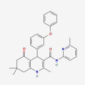 molecular formula C31H31N3O3 B12045753 2,7,7-Trimethyl-N-(6-methyl-2-pyridinyl)-5-oxo-4-(3-phenoxyphenyl)-1,4,5,6,7,8-hexahydro-3-quinolinecarboxamide CAS No. 362487-36-3