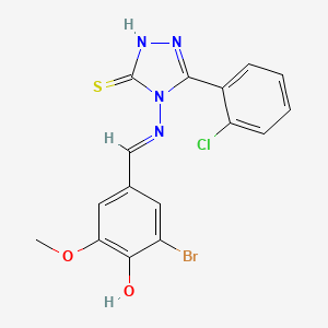 molecular formula C16H12BrClN4O2S B12045757 4-((3-Bromo-4-hydroxy-5-methoxybenzylidene)amino)-3-(2-chlorophenyl)-1H-1,2,4-triazole-5(4H)-thione CAS No. 478254-34-1