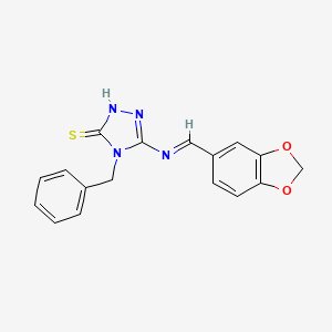 molecular formula C17H14N4O2S B12045788 5-((1,3-Benzodioxol-5-ylmethylene)amino)-4-benzyl-4H-1,2,4-triazole-3-thiol 