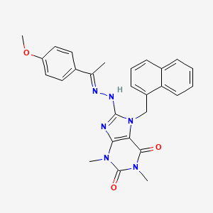 8-{(2E)-2-[1-(4-Methoxyphenyl)ethylidene]hydrazino}-1,3-dimethyl-7-(1-naphthylmethyl)-3,7-dihydro-1H-purine-2,6-dione