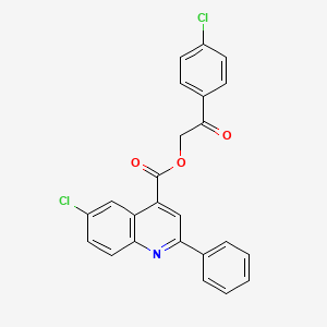 molecular formula C24H15Cl2NO3 B12045997 2-(4-Chlorophenyl)-2-oxoethyl 6-chloro-2-phenylquinoline-4-carboxylate CAS No. 355420-41-6