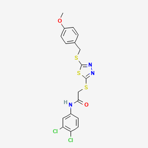 N-(3,4-Dichlorophenyl)-2-((5-((4-methoxybenzyl)thio)-1,3,4-thiadiazol-2-yl)thio)acetamide