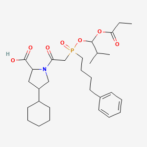molecular formula C30H46NO7P B1204618 4-Cyclohexyl-1-[2-[(2-methyl-1-propanoyloxypropoxy)-(4-phenylbutyl)phosphoryl]acetyl]pyrrolidine-2-carboxylic acid 