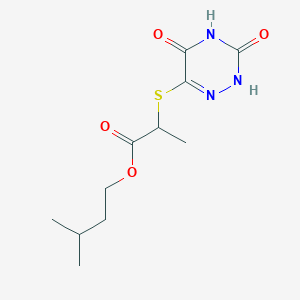 B12046333 3-methylbutyl 2-[(3,5-dioxo-2H-1,2,4-triazin-6-yl)sulfanyl]propanoate CAS No. 301688-51-7