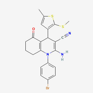 molecular formula C22H20BrN3OS2 B12046536 2-Amino-1-(4-bromophenyl)-4-(5-methyl-2-(methylthio)thiophen-3-yl)-5-oxo-1,4,5,6,7,8-hexahydroquinoline-3-carbonitrile CAS No. 476483-44-0