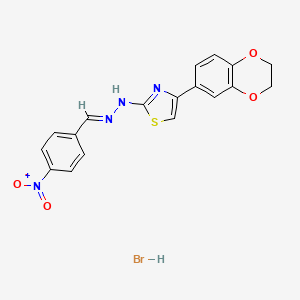 4-(2,3-dihydro-1,4-benzodioxin-6-yl)-2-[(2E)-2-(4-nitrobenzylidene)hydrazinyl]-1,3-thiazole hydrobromide