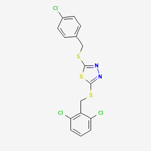 molecular formula C16H11Cl3N2S3 B12046950 2-((4-Chlorobenzyl)thio)-5-((2,6-dichlorobenzyl)thio)-1,3,4-thiadiazole CAS No. 476484-58-9