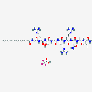 (S)-N1-((S)-1-(((2S,3S)-1-Amino-3-methyl-1-oxopentan-2-yl)amino)-1-oxopropan-2-yl)-2-((2S,5S,11S,14S)-2,5,14-tris(3-guanidinopropyl)-11-((R)-1-hydroxyethyl)-4,7,10,13,16,19-hexaoxo-3,6,9,12,15,18-hexaazadotriacontanamido)succinamide 2,2,2-trifluoroacetate